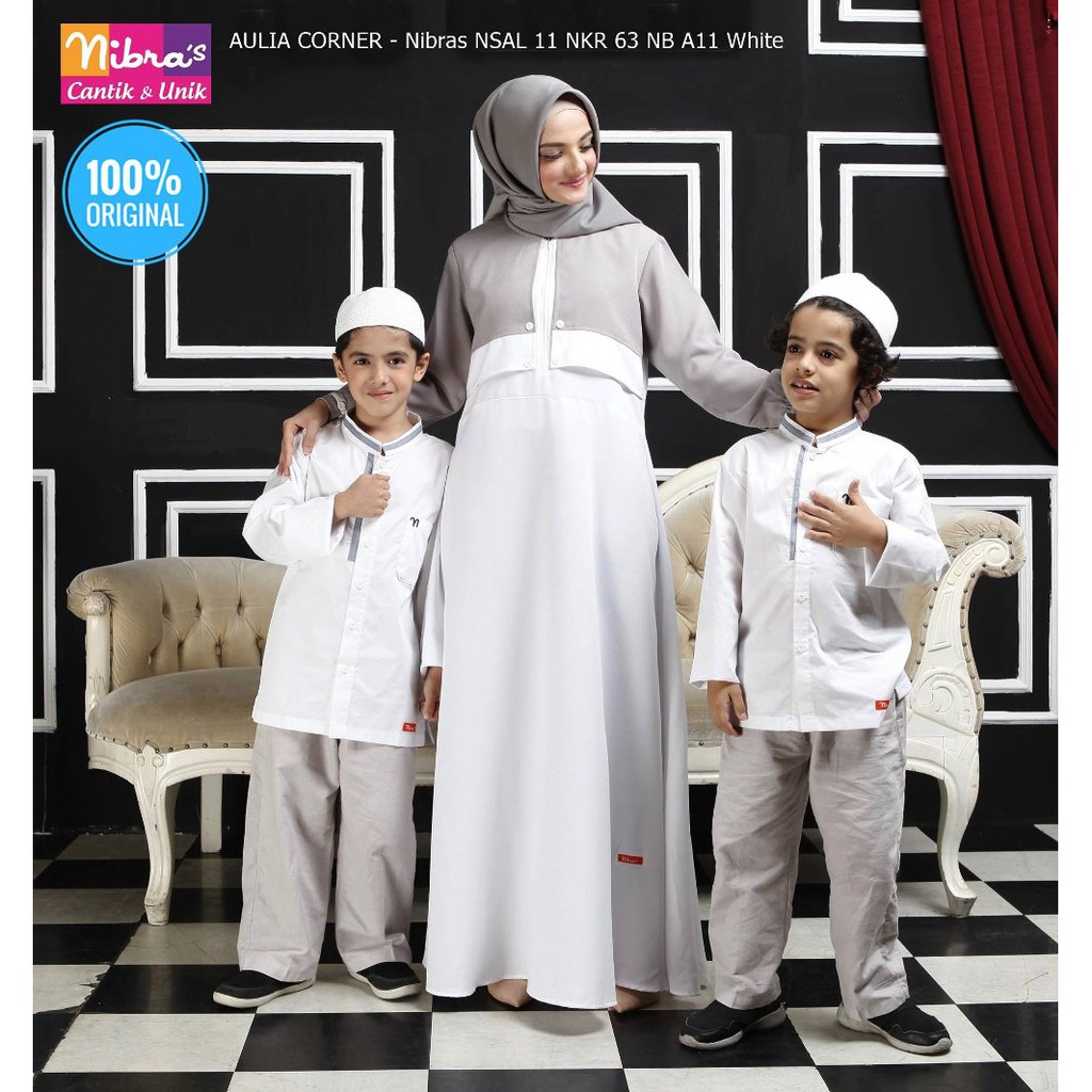 Couple Ibu Anak Terbaru Nibras Nb A11 & Nsal 61 White ORIGINAL Gamis Syari Couple Keluarga