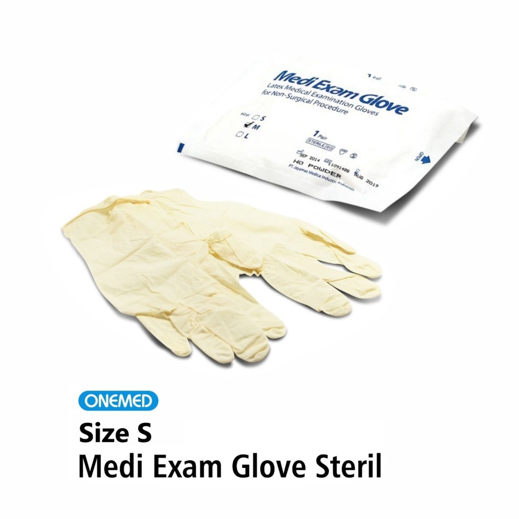 Sarung Tangan Medi Exam Glove Sterile OneMed 1 Pasang Size S OJ2