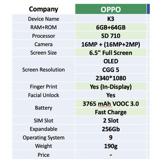 OPPO K3 RAM 6GB ROM 64GB GARANSI RESMI OPPO INDONESIA