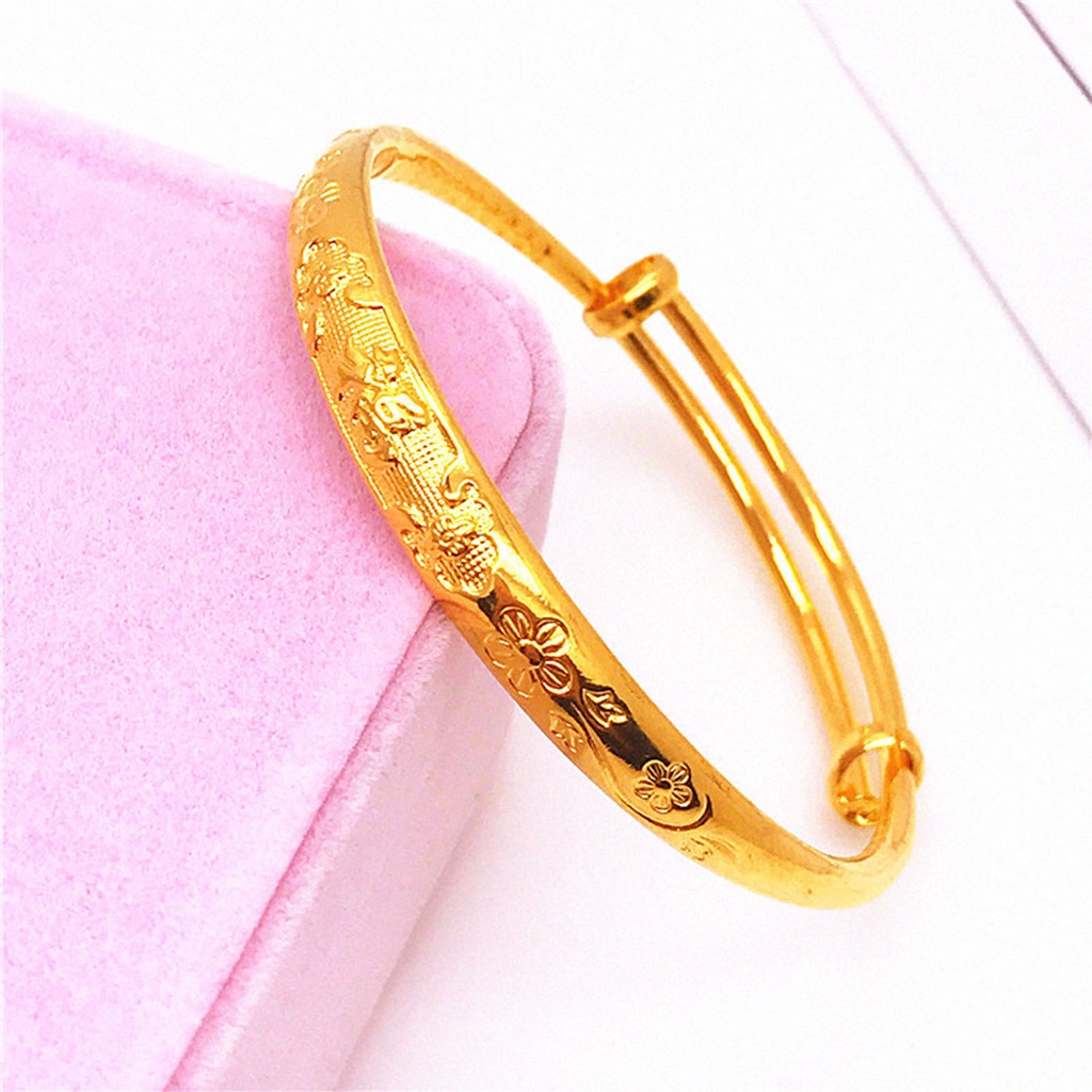 Hu Hu Hu Hu Hu Alat Bantu Pasang Kacamata♡ Gelang Tangan Tebal Adjustable Lapis Emas Imitasi Untuk Wanita