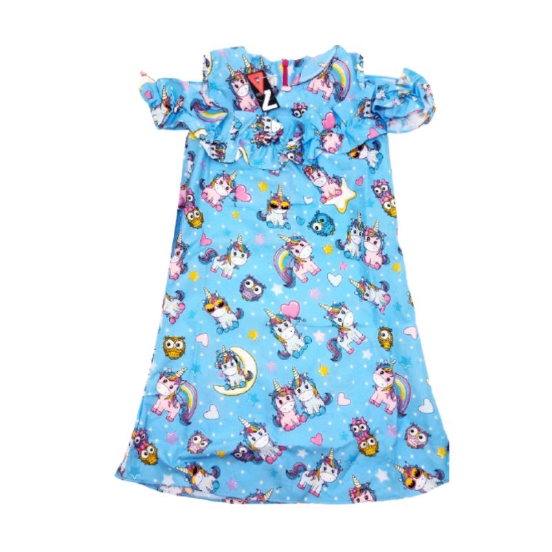 Daster Anak Perempuan Dress anak Model Sabrina Karakter LOL Unicorn lebah biru lebah kuning Random usia 1-8 tahun