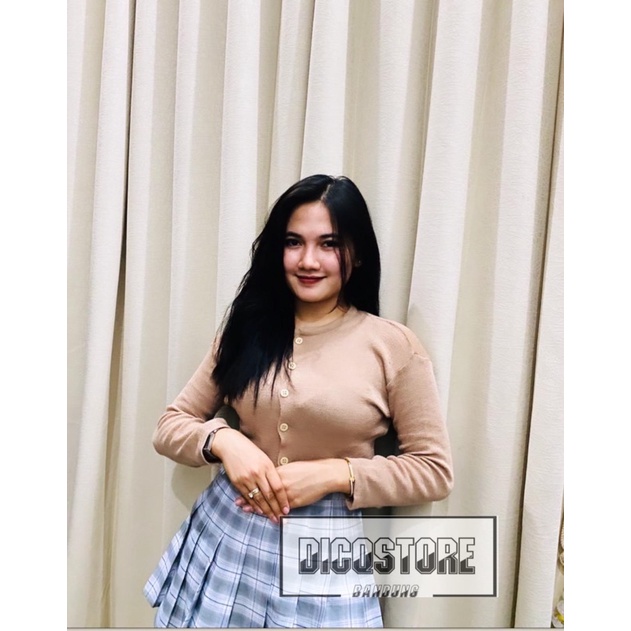 BAILEY CARDI RAJUT / ANGEL BOTON SKIRT / KARDIGAN CROP TOP-cream moca