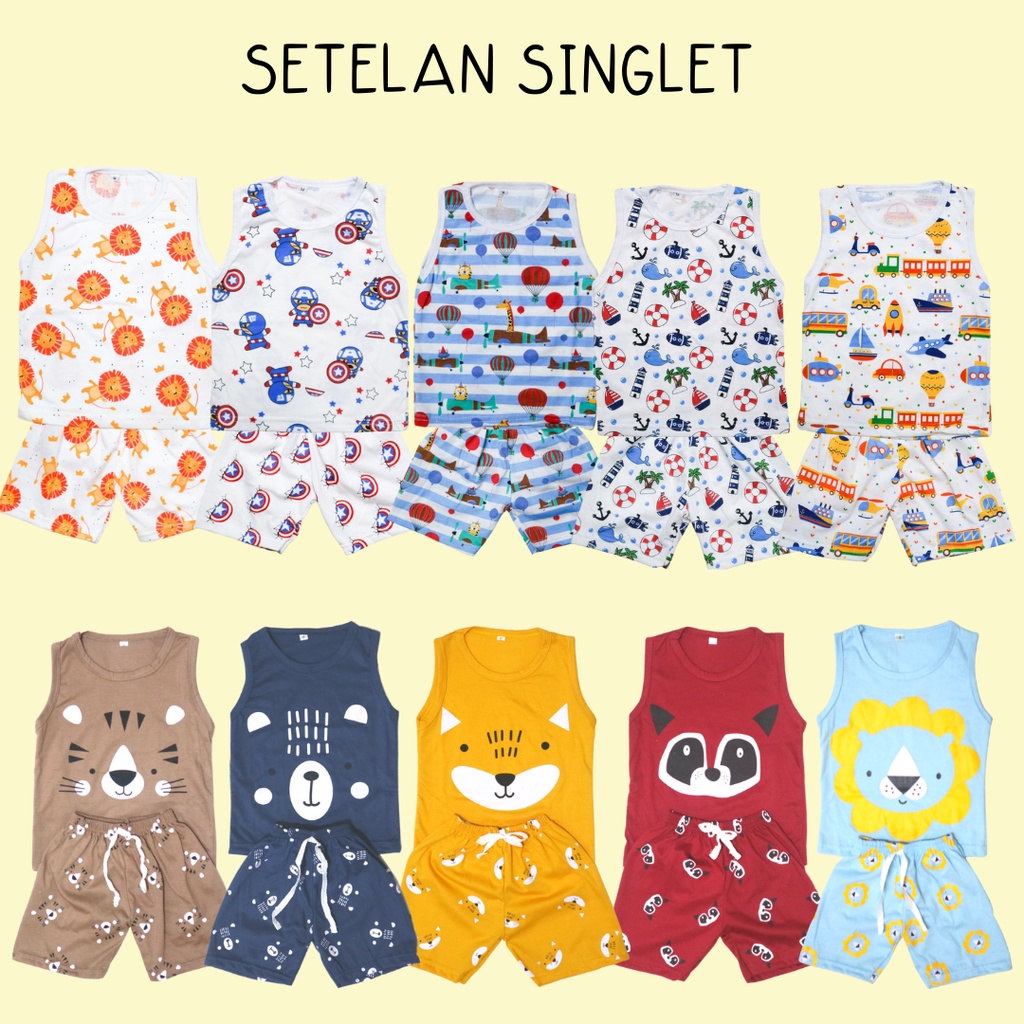 BabynKids - SETELAN BAJU TIDUR SINGLET ANAK COWOK/ SETELAN ANAK SINGLET UNISEX / PIYAMA ANAK SINGLET COWOK / setelan singlet anak cowok / set anak laki laki