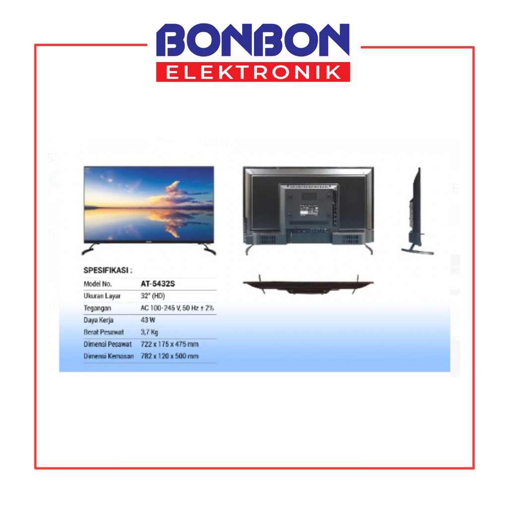 Akari LED TV 32 Inch AT-5432S Smart Android 5432 S