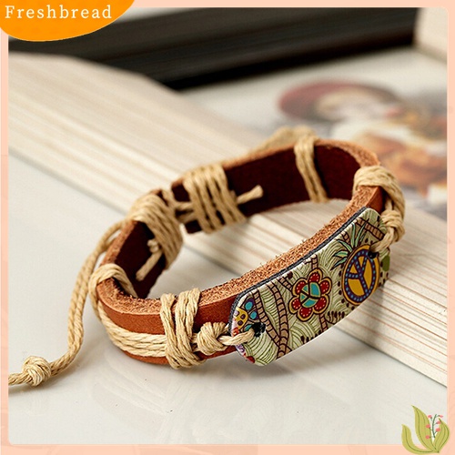 [TERLARIS]Women Men Vintage Punk Style Pyrograph Peace Sign Charm Infinity Bangle Bracelet