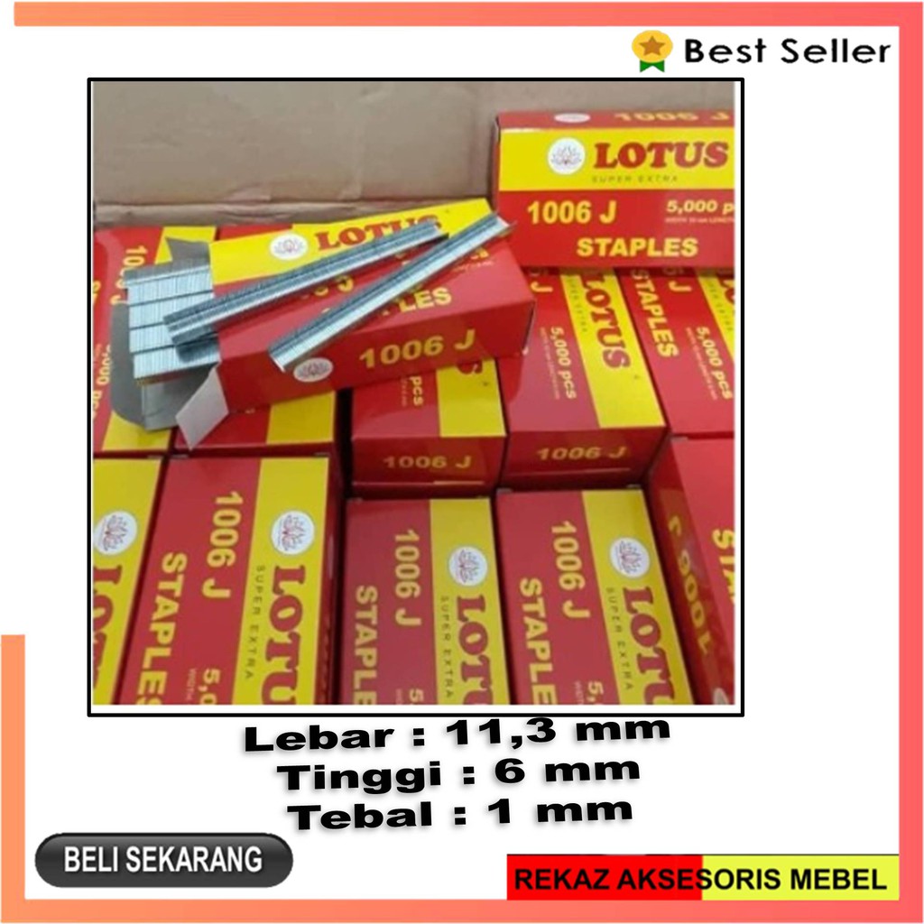 

Refill Isi Staple Gun 3in1 1006J Ukuran 6 mm isi 5000pcs / REFILL GUN STEPLES 1006J LOTUS