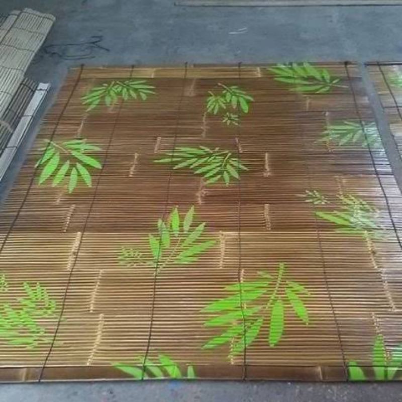 tirai bambu motif daun ukuran 2x2