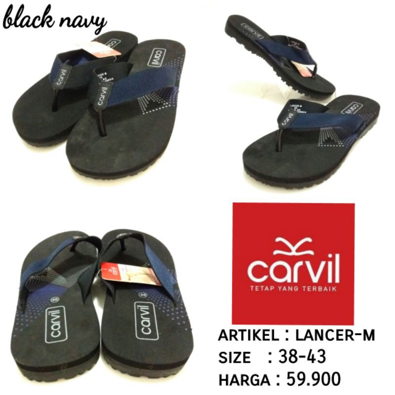 SANDAL JAPIT PRIA TERBARU BY CARVIL LANCER SIZE 38-43 BLACKNAVY