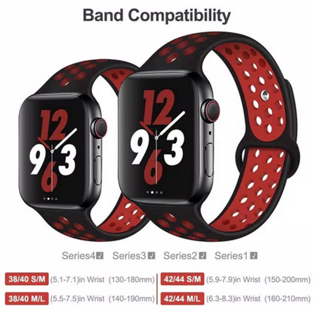 Strap Silikon Breathable Dua Warna For Apple Watch Nike Band Sport Loop iWatch Replacement