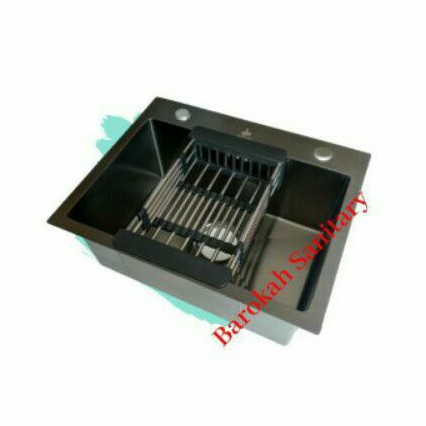 Kitchen sink 5040 bak cuci piring hitam stainless sus 304 black