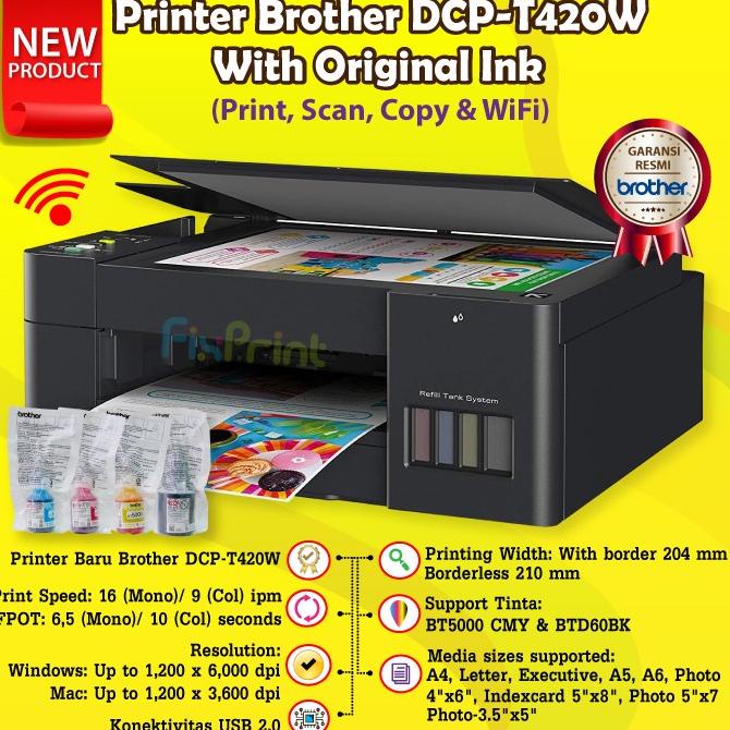 

Printer Brother DCP-T420W WiFi Print-Scan-Copy BTD60bk D60Bk BT5000