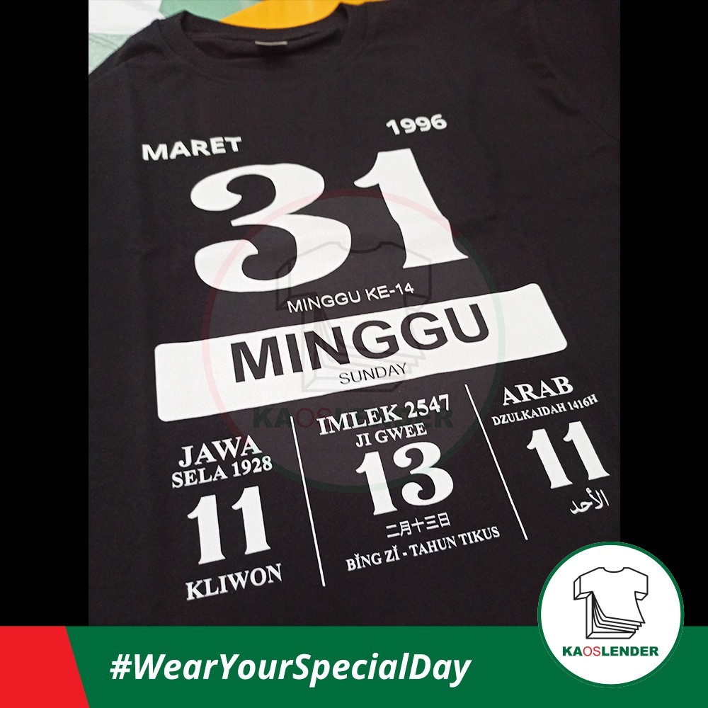 Kaos Kalender - Kaoslender - Warna (Anak & Dewasa)