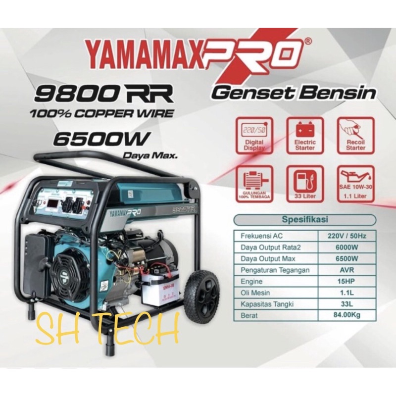 GENSET YAMAMAX PRO 6500 WATT 9800 RR 9800RR GENSERATOR LISTRIK BENSIN STARTER