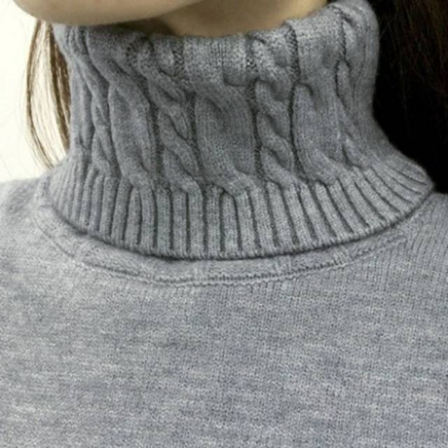 Turtleneck Slim Knitted Sweater Winter Import Baju Rajut Tangan Panjang Musim Dingin