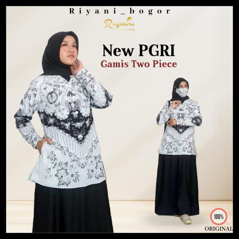 GAMIS PGRI TERBARU by RIYANI TWOPIECE SET PGRI ATASAN PGRI WANITA DAN PRIA BAHAN KATUN 40S