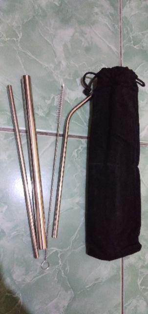 Set 5in1 Sedotan Stainless Straw Reusable Sedotan Ramah Lingkungan Bisa Dicuci Ulang