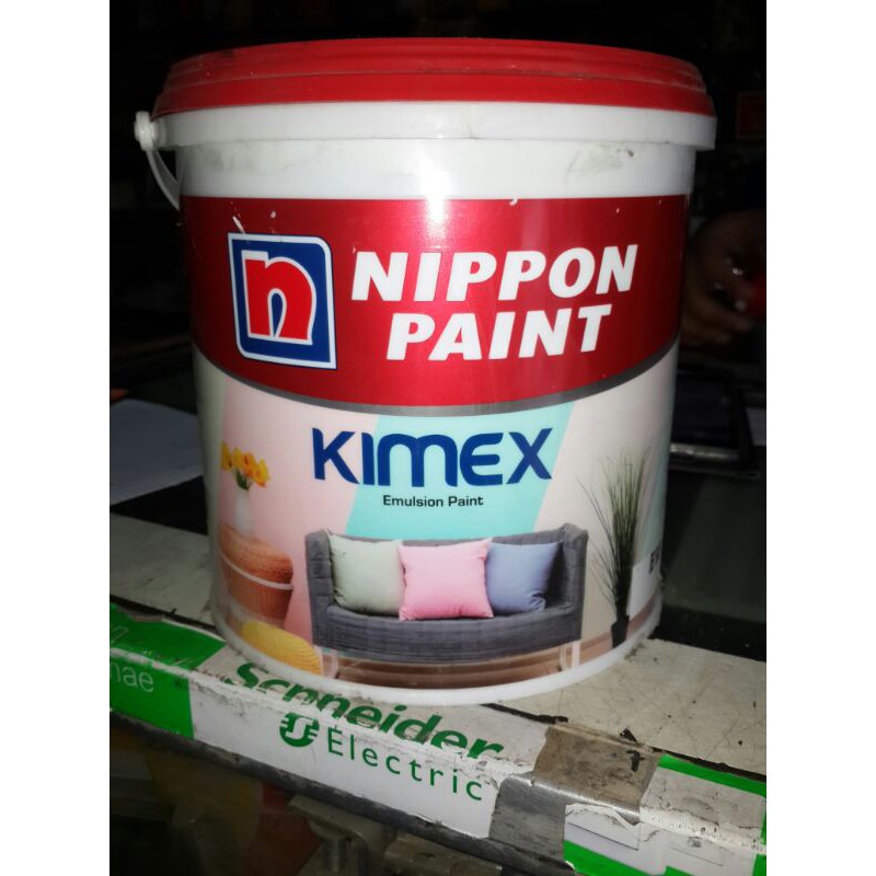 Cat tembok Cat Air Nippon paint Kimex or vinilex 5kg galon  Putih, putih kebiruan