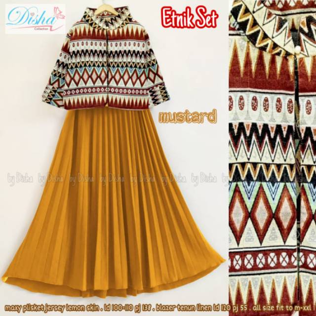 Set gamis plisket blazer