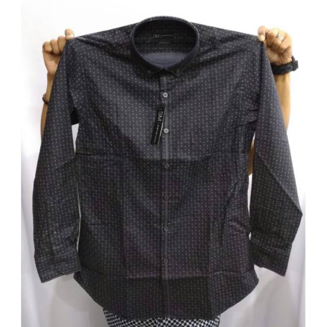 Sierra Morena Kemeja Pria Casual Elegan Slimfit Panjang Semi Fleur De Lis