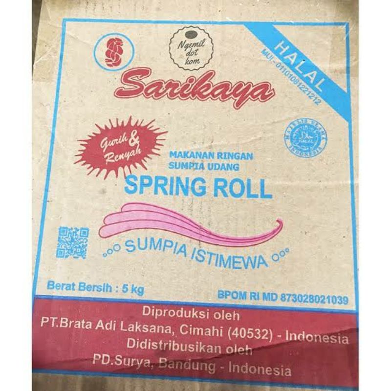 5kg Sumpia Udang Original Spring Roll PD. Surya Sarikaya Best Seller Halal