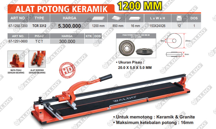 Alat Potong Keramik 120 cm ALDO Manual Tegel Granit Tile Cutter 1,2 m