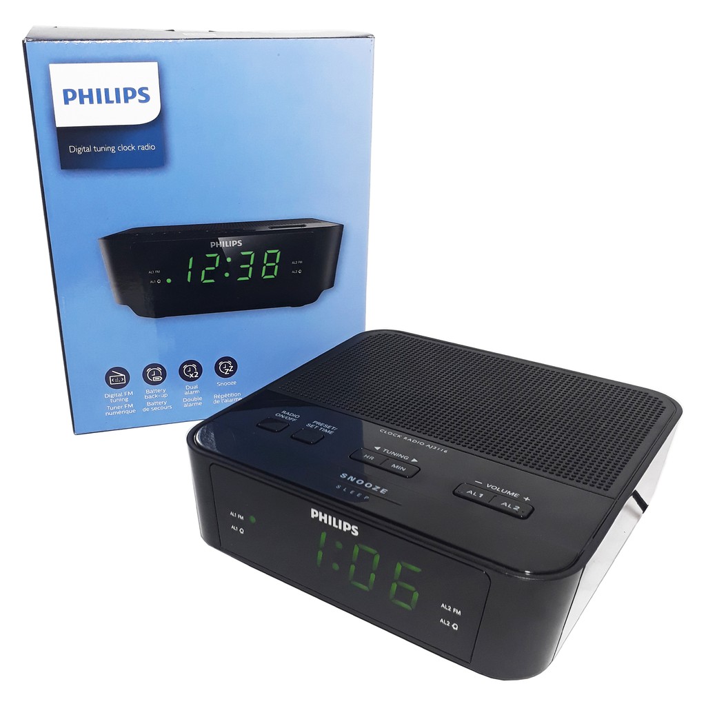 Philips Digital Tuning Alarm Clock AJ-3116 FM Radio