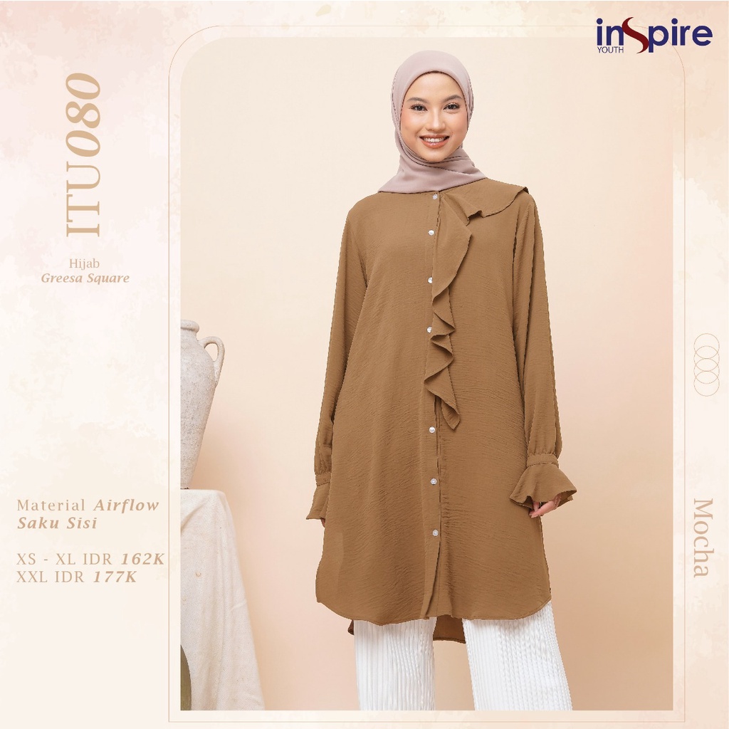 Inspire Tunik ITU 080 Bahan Airflow Atasan Wanita Polos kekinian Modern