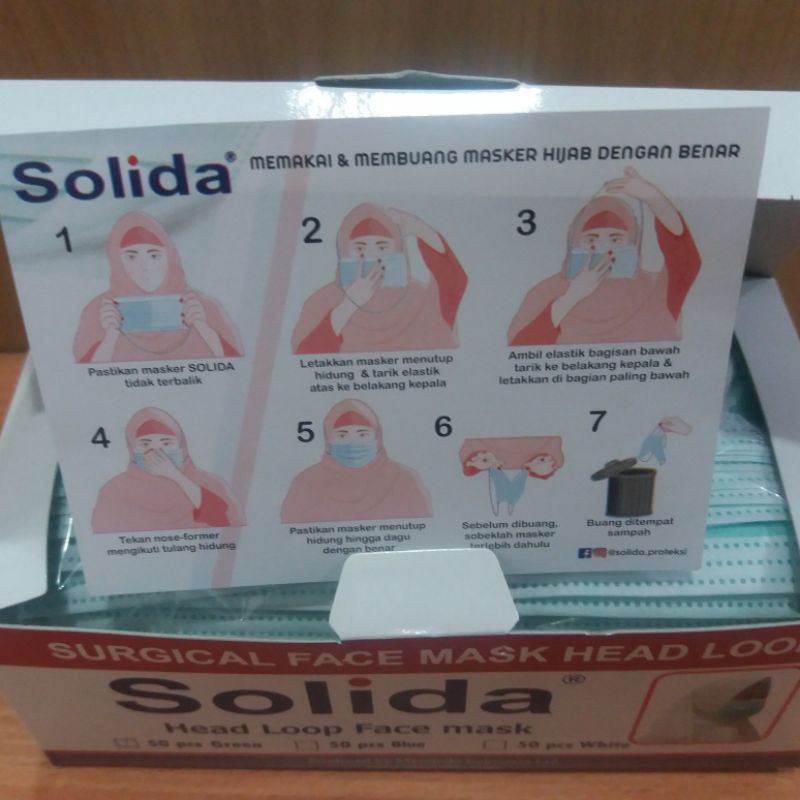 Jual SOLIDA SURGICAL FACE MASK HEAD LOOP (HIJAB) Indonesia