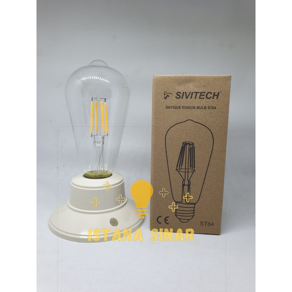 Lampu Filamen LED ST64 Bulb 4W bohlam 4 w watt pijar sivitech cafe OVAL