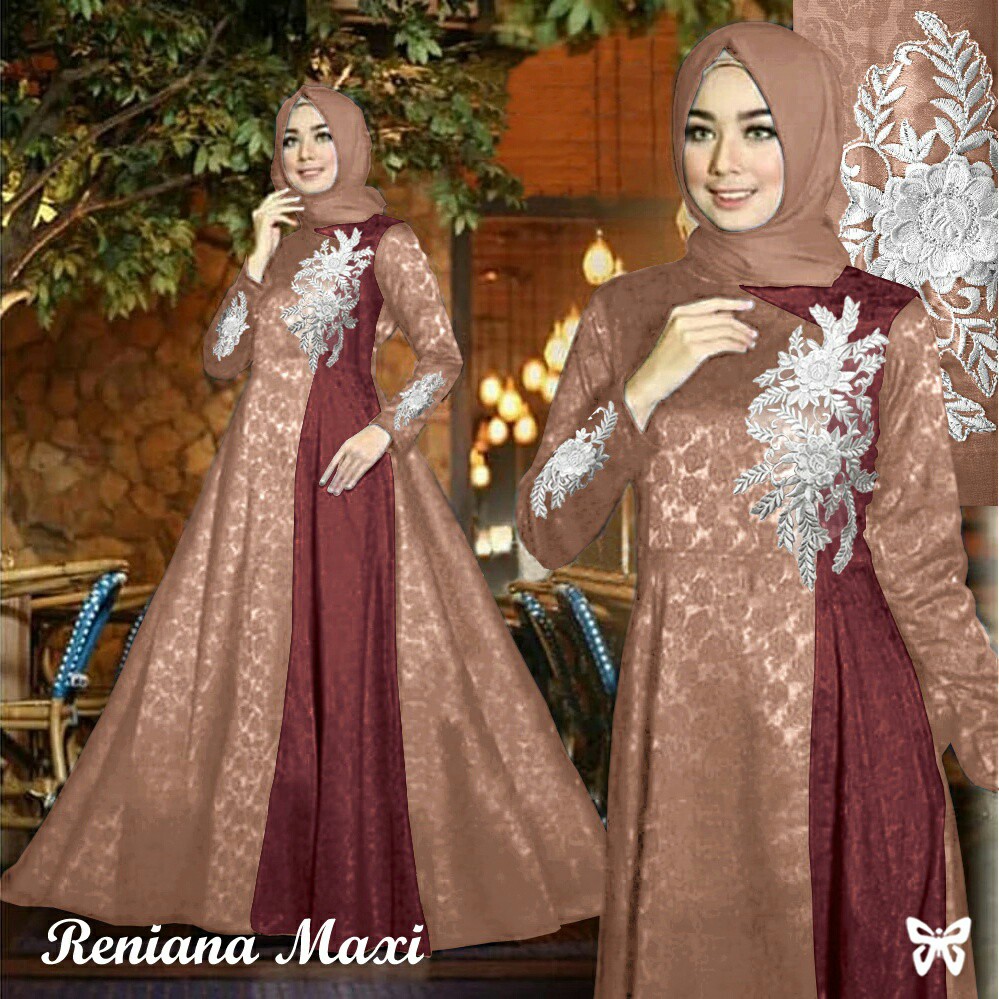 HOPYLOVY - Gamis Syari Pesta Terbaru Baloteli Embos Reniana Size L