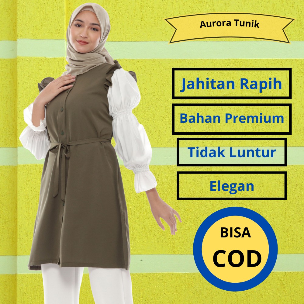 Baju Kemeja Fashion | Pakaian | Atasan Tunik Tunic Muslim | Wanita Muslim Kerja Kantor Terbaru 2021 