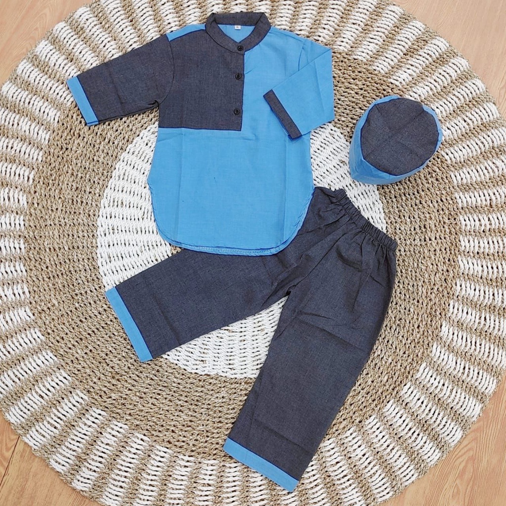 Setelan KURTA Baju Koko Anak | Koko set KURTA Anak Laki-Laki + Peci Terbaru 1 - 7 Tahun