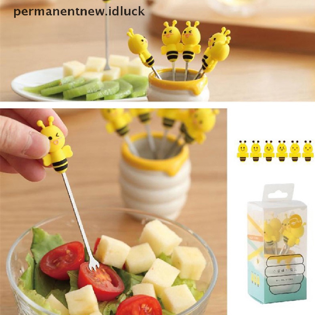 6 Pcs / set Garpu Buah Madu Bahan Stainless Steel Untuk Anak