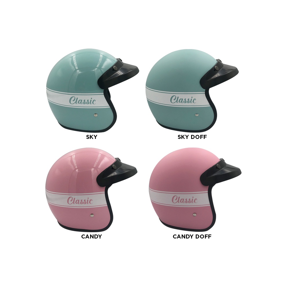 Tanpanama Helm - Helm Bogo New Classic Warna / Helm Retro Dewasa SNI