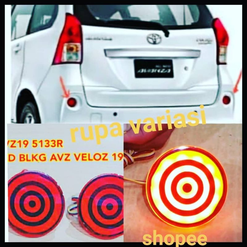 reflektor bumper belakang TOYOTA Avanza VELOZ 2012 sampai 2021 2013 2014 2015 2016 2017 2018 2019 2020 lampu led + plasma mata kucing merah altis