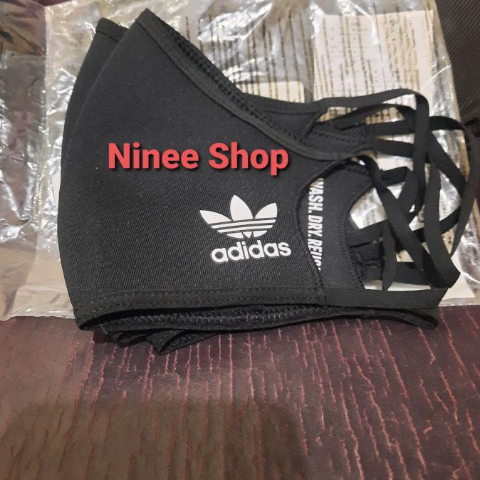 Mas.Bridgett - Face Mask Adidas Original / Masker Adidas Original - Hitam Orginal