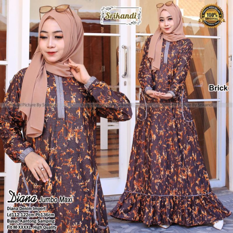 Diana Jumbo Maxy Fashion Muslim Gamis Jumbo Dress Busui Fab Diana Denim Import High Quality