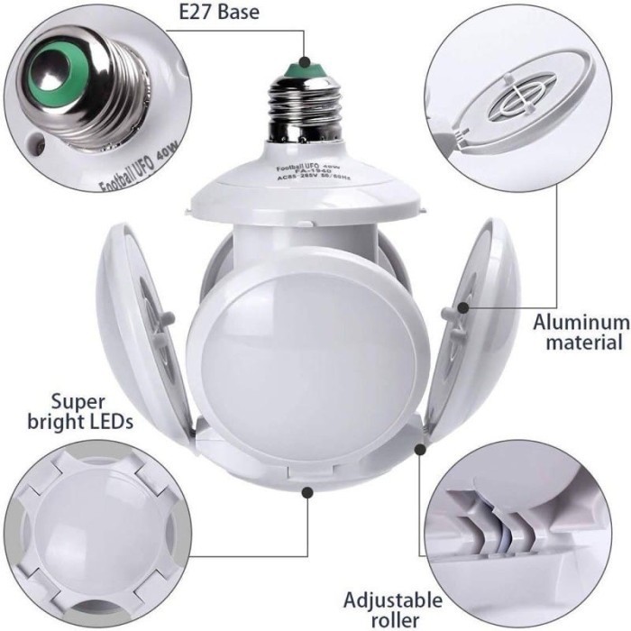 Bohlam LED UFO Football 40 watt Cahaya Putih E27 Lamp Lampu Dekor 40w