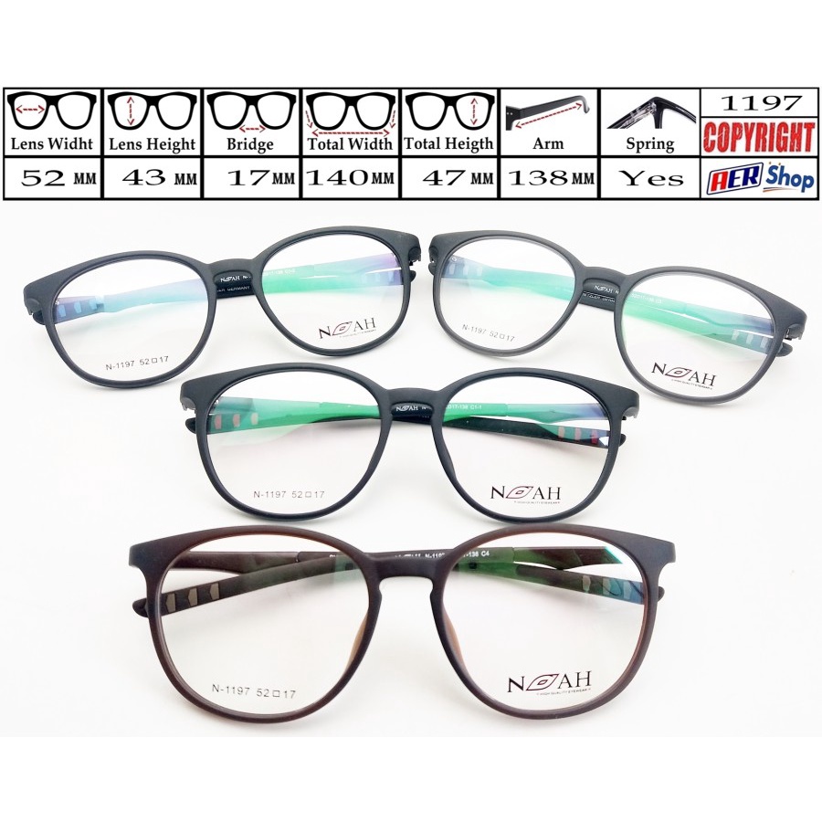 1197 - 1193. Frame original NOAH frame kacamata sport kacamata trendy minus bulat