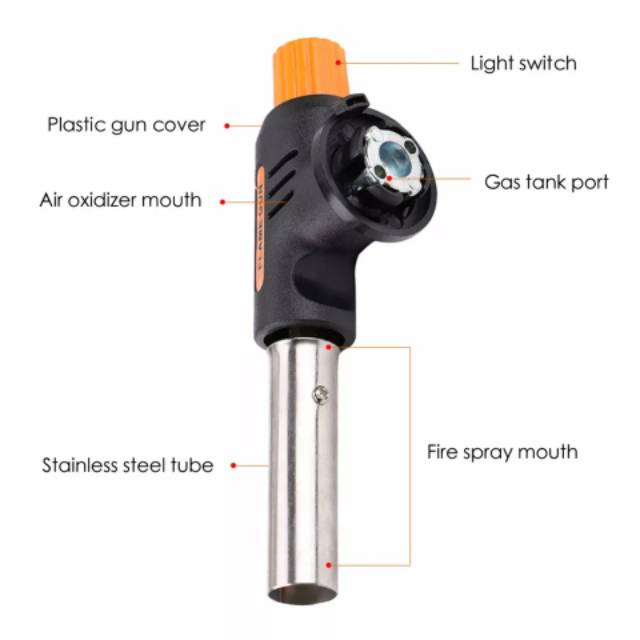 Portable Kepala Korek Gas BBQ Blow Torch Flame Gun Camping Hiking Outdoor Pistol Api Las