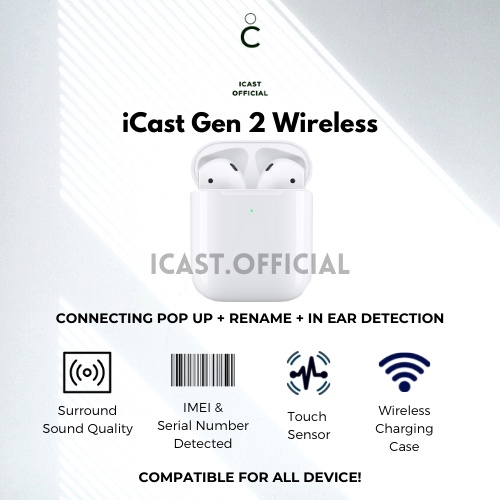 iCast TWS Cast Pods Gen 2 Airoha Edition 2023 Wireless Charging Case (IMEI &amp; Serial Number Detectable) By iCast Official