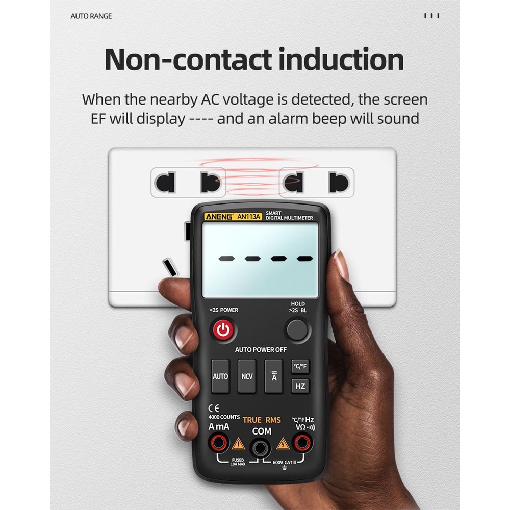 Solighter Digital Smart Multimeter ANENG AN113A 4000menghitungan True RMS AC/DC Transistor Pengukur Tegangan