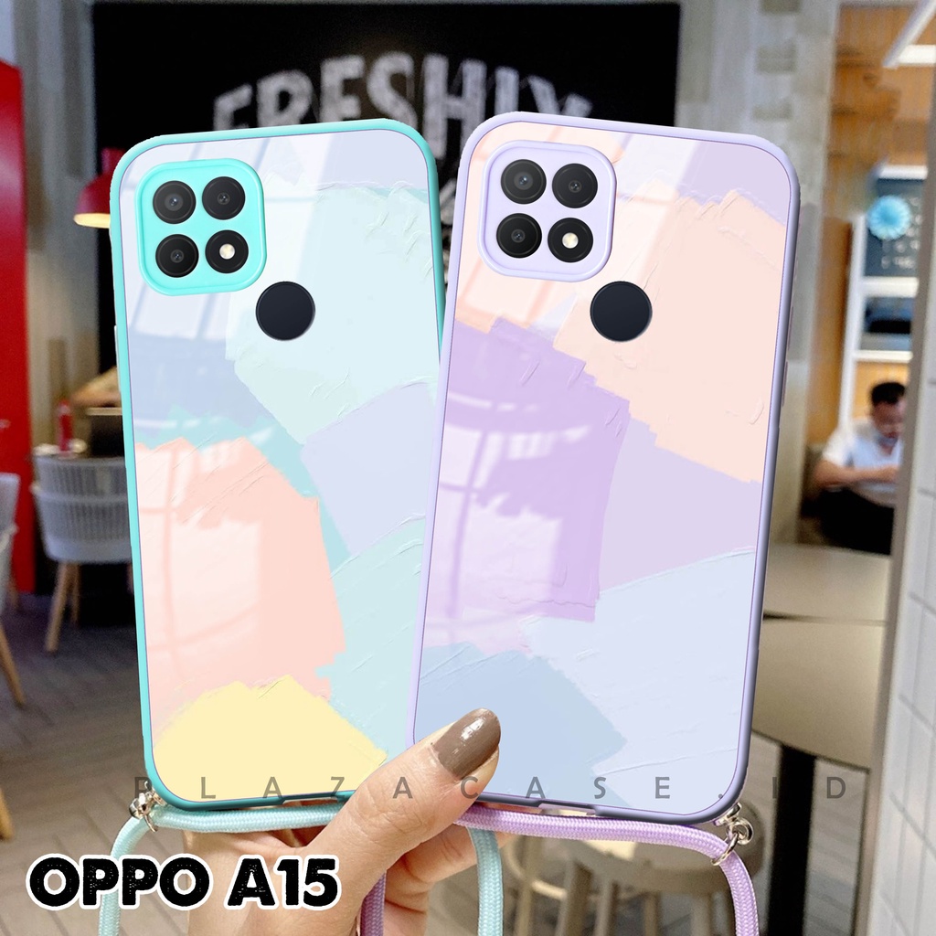 Softcase Glass Kaca + Tali - K104 -  For Oppo A15 A54 A16 A5S RENO 5 RENO 5F RENO 6 - Case Lucu - Case Oppo A54 - Casing Hp Oppo A16 - Casing Hp Oppo A15 - Kesing Oppo A5S - Softcase RENO 5 - Casing RENO 5F - Sarung Hp RENO 6 4G - Case A54 - Plazacase