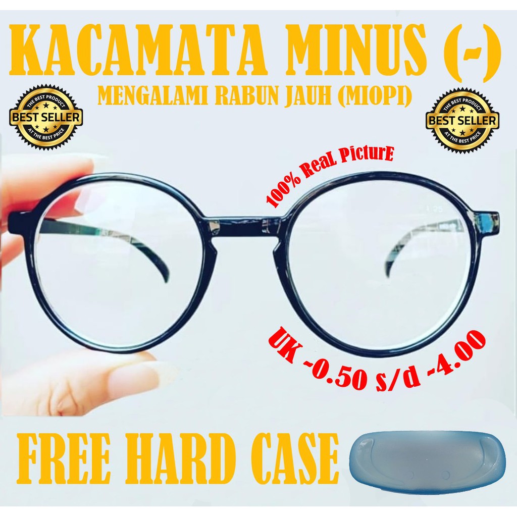 Frame Kacamata baca minus (-) kacamata minus Korea style Pria Wanita Minus Uk -0.50 Sampai -4.00 freecase