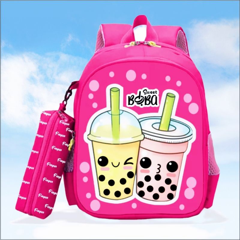 Ransel Sekolah Boba Cup Lucu Ransel Sekolah Anak Perempuan SD TK Dan Paud