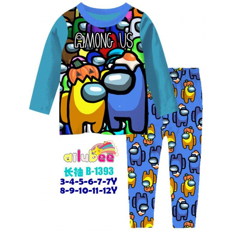 (3-13th)PIYAMA AMONG US ANAK LAKI COWOK,BAJU TIDUR AMONG US ANAK LAKI,BAJU KAOS AMONG US ANAK