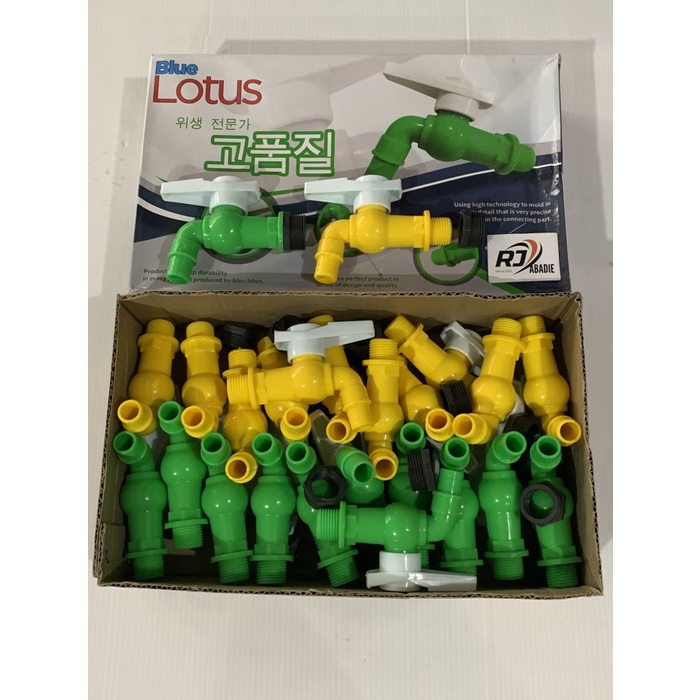 Kran Tembok PVC Plastik Model Topi + Ring Drat LOTUS 1/2&quot; 3/4&quot; [24pc]