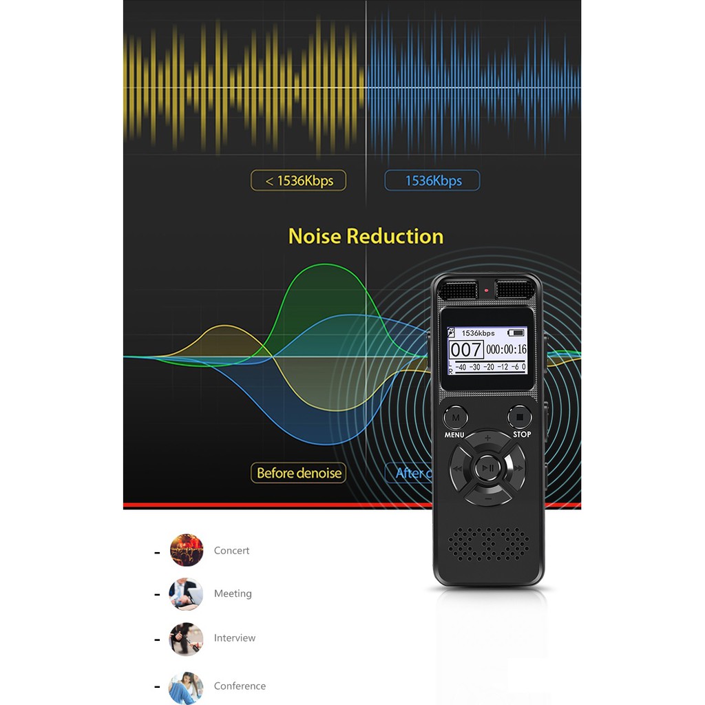 VR520 - Portable Digital Audio Voice Recorder 8GB - Support Micro SD