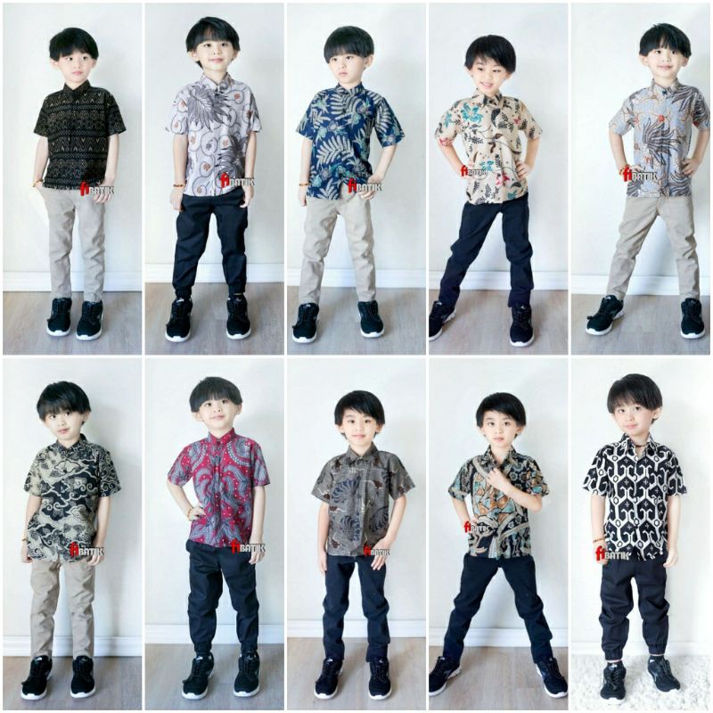 Kemeja Batik Anak Laki Laki M L XL XXL Baju Batik Anak Lengan Pendek Seragam Batik