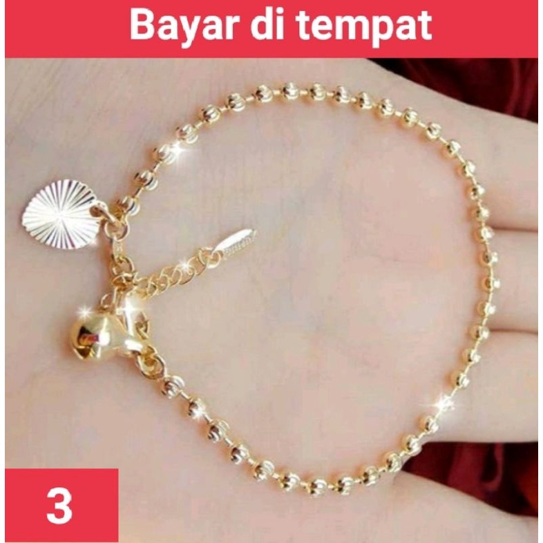 Gelang tangan rantai wanita titanium anti karat lapis emas 22 K tersedia warna silver dan gold pilihan